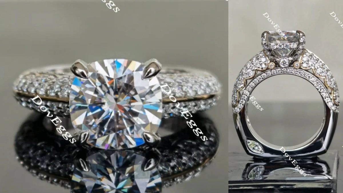 Never Let Go half eternity pave cushion moissanite engagement ring