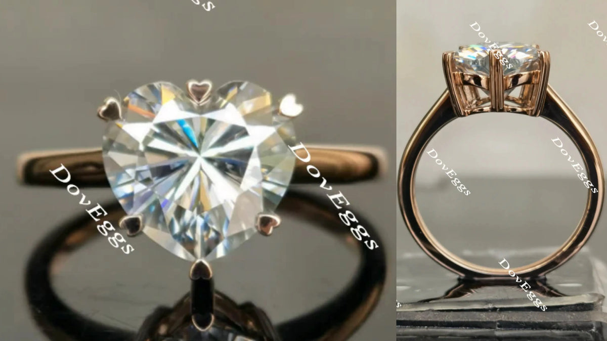 Doveggs heart solitaire colored moissanite engagement ring