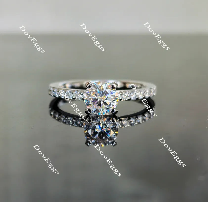 DovEggs half eternity pave round moissanite engagement ring