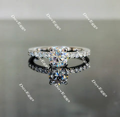 DovEggs half eternity pave round moissanite engagement ring