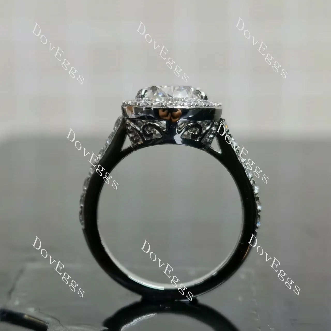 The Shana Rae vintage halo pave engagement ring only semi-mount only(Exclusively to DovEggs Stones)