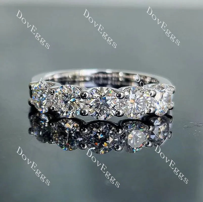 Doveggs round five stones pave moissanite wedding band-3.0mm band width