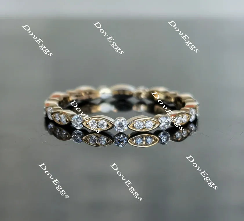 Doveggs round art deco full eternity moissanite/lab grown diamond wedding bands-1.8mm band width