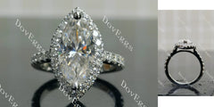 Doveggs Marquise Modified H&A cut halo pave moissanite engagement ring