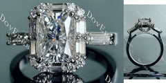 Doveggs radiant halo pave moissanite engagement ring