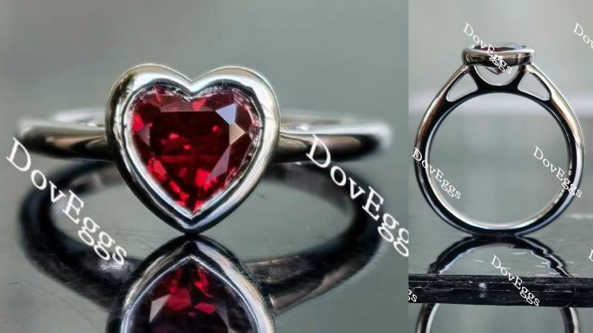 Doveggs heart bezel setting solitaire ruby colored gem engagement ring