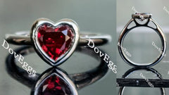 Doveggs heart bezel setting solitaire ruby colored gem engagement ring