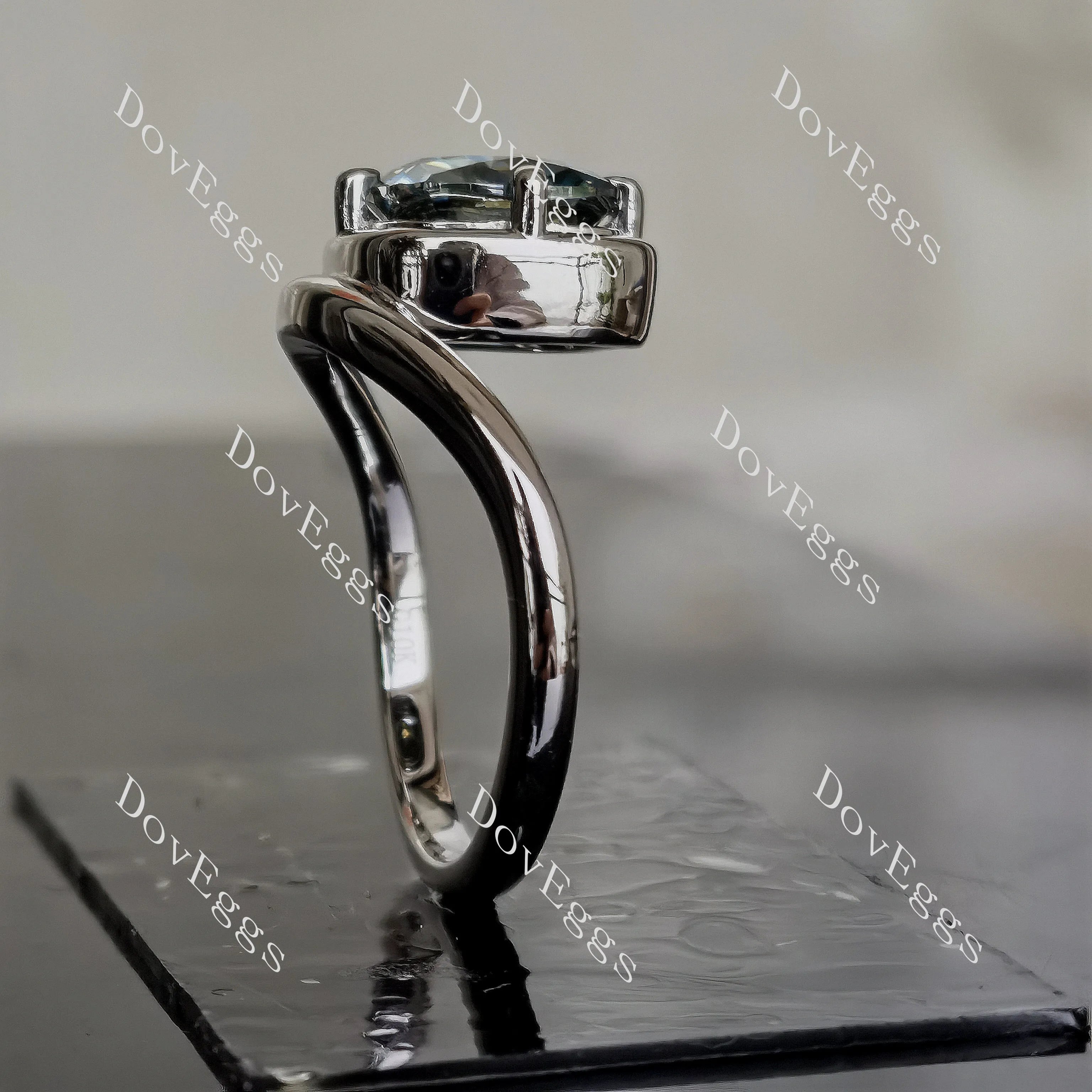 Doveggs cushion bezel solitaire colored moissanite engagement ring