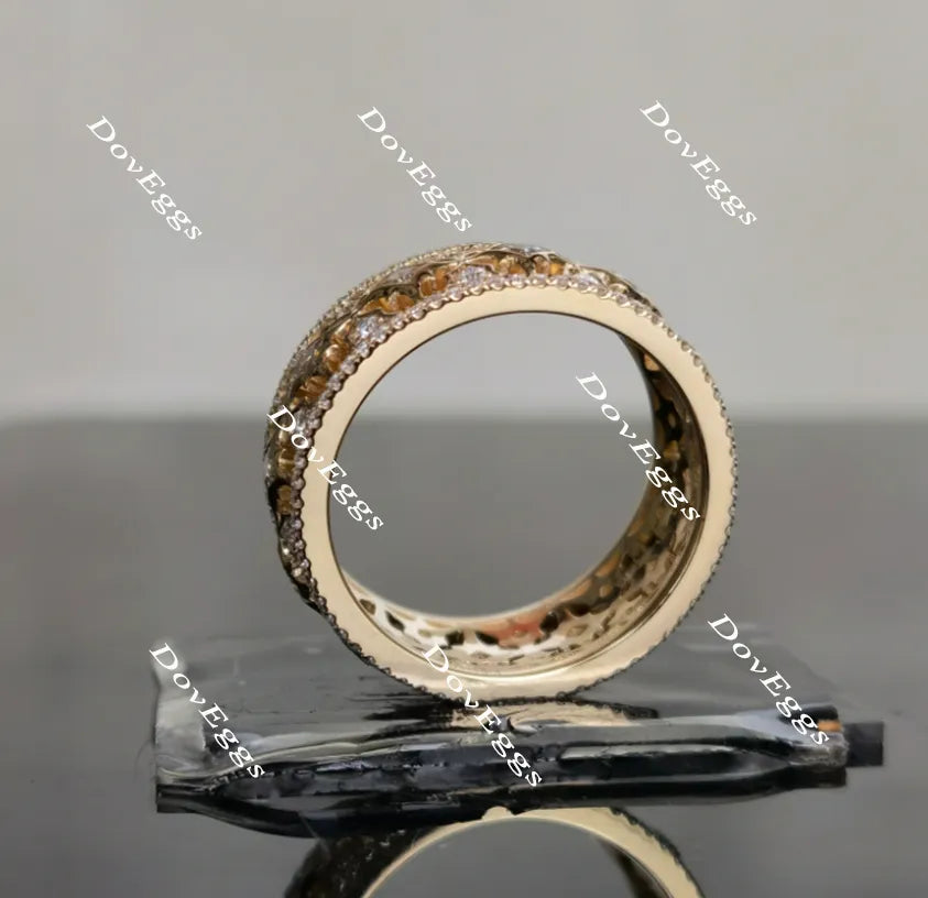 Doveggs art deco princess round full eternity moissanite/lab grown diamond wedding bands-8mm band width