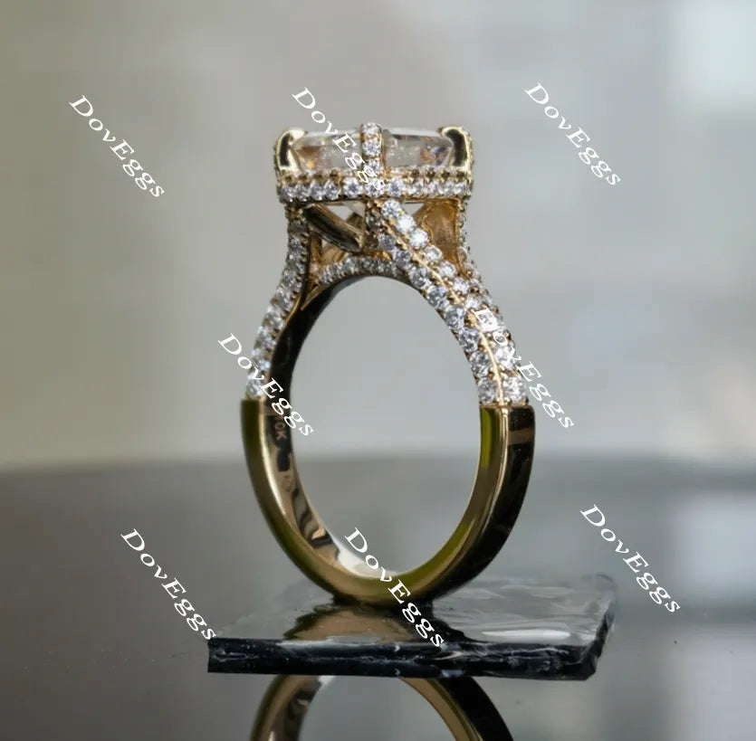 Bemyringsister three paved & halo engagement ring only semi-mount only(Exclusively to DovEggs Stones)