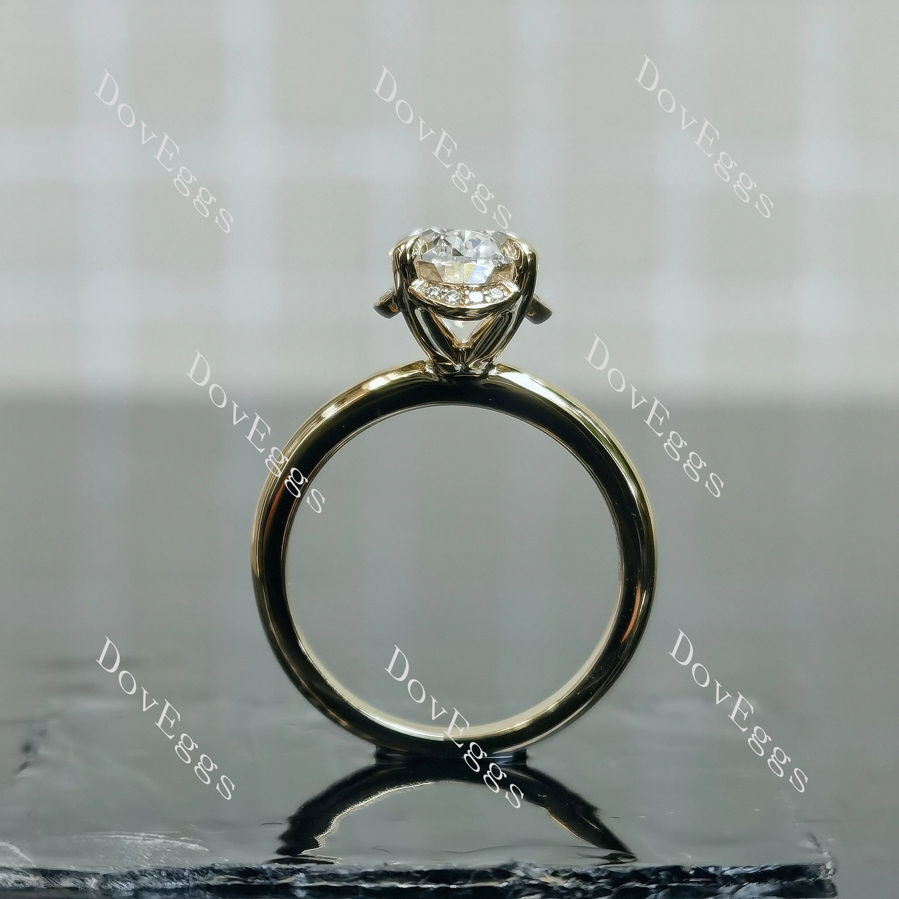 Doveggs Oval Hidden Halo Lab Grown Diamond Engagement Ring