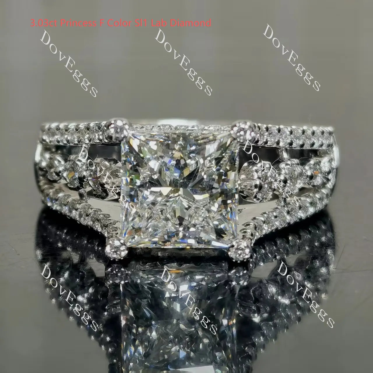 Kaleidoscope-Octagon pave vintage moissanite engagement ring | DovEggs