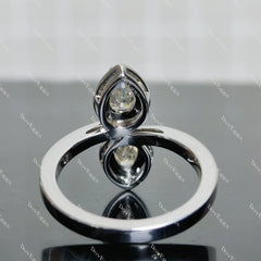 (size 8.75)Doveggs 2ct GHI color pear moissanite engagement SS ring