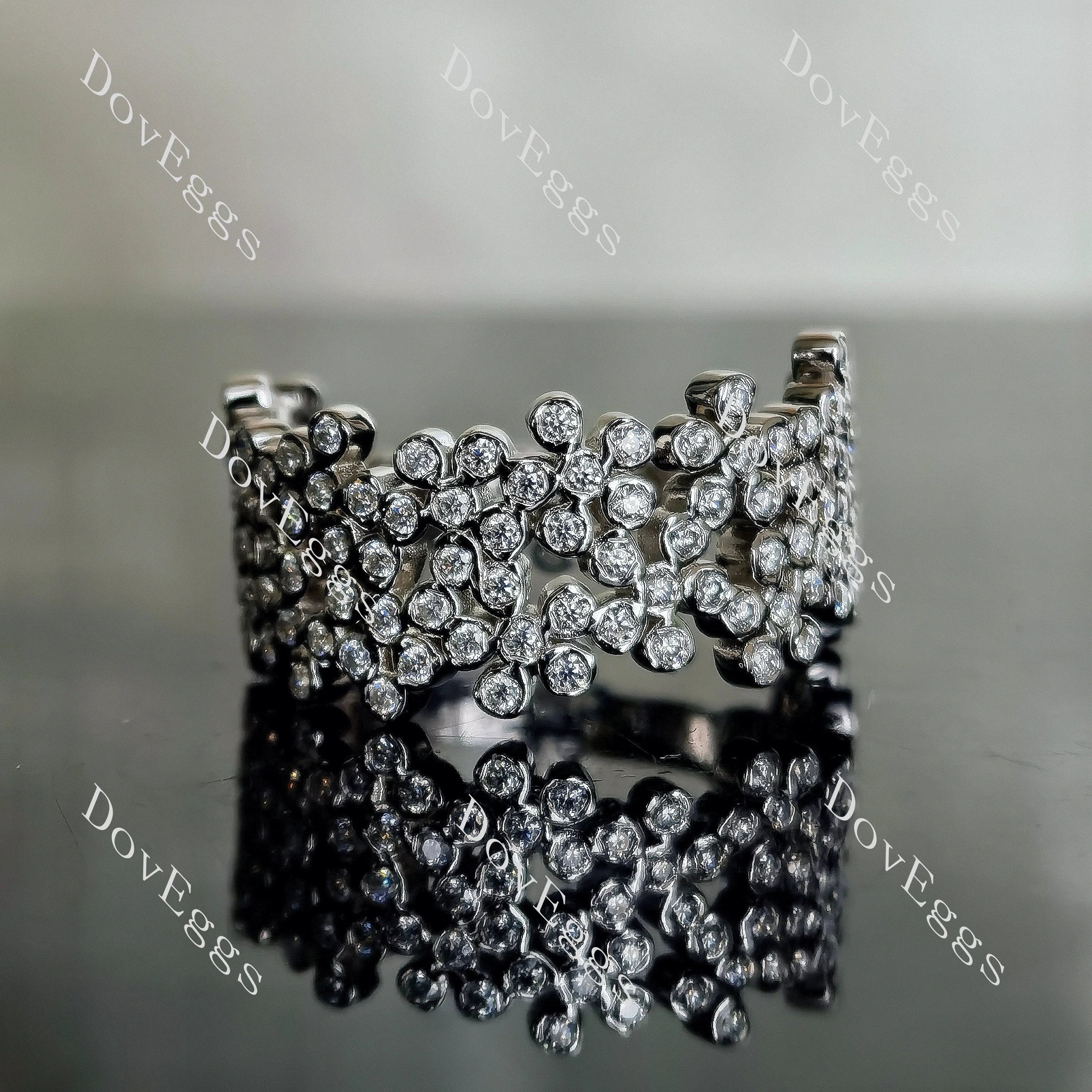 Doveggs bezel art deco moissanite/lab grown diamond wedding band-13mm band width