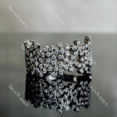 Doveggs bezel art deco moissanite/lab grown diamond wedding band-13mm band width
