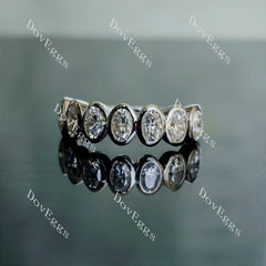 Doveggs oval seven stones bezel moissanite/lab grown diamond wedding band-2.5mm band width