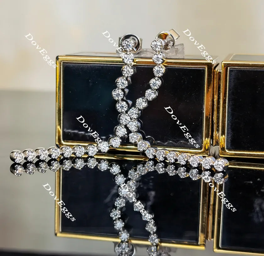 Doveggs round moissanite/lab grown diamond dangle earrings for women