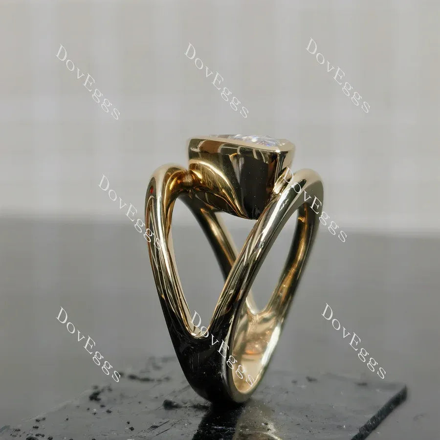 Doveggs solitaire bezel engagement ring semi-mount only(Exclusively to DovEggs Stones)