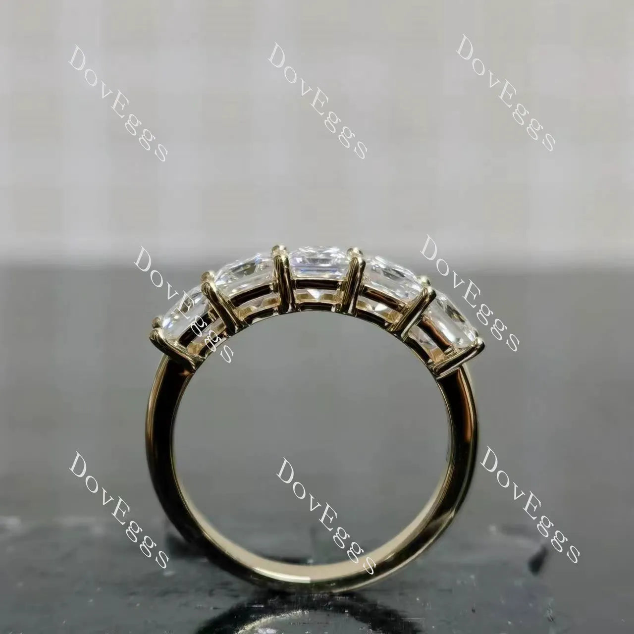 Doveggs five stone princess moissanite /Lab grown diamond wedding band/moissanite ring-2.6mm band width