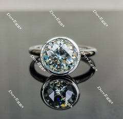 Synergy Smokey Sparks Grey round solitaire bezel setting moissanite engagement ring