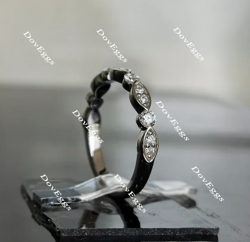Doveggs round art deco half eternity moissanite/lab grown diamond wedding band-2.2mm band width