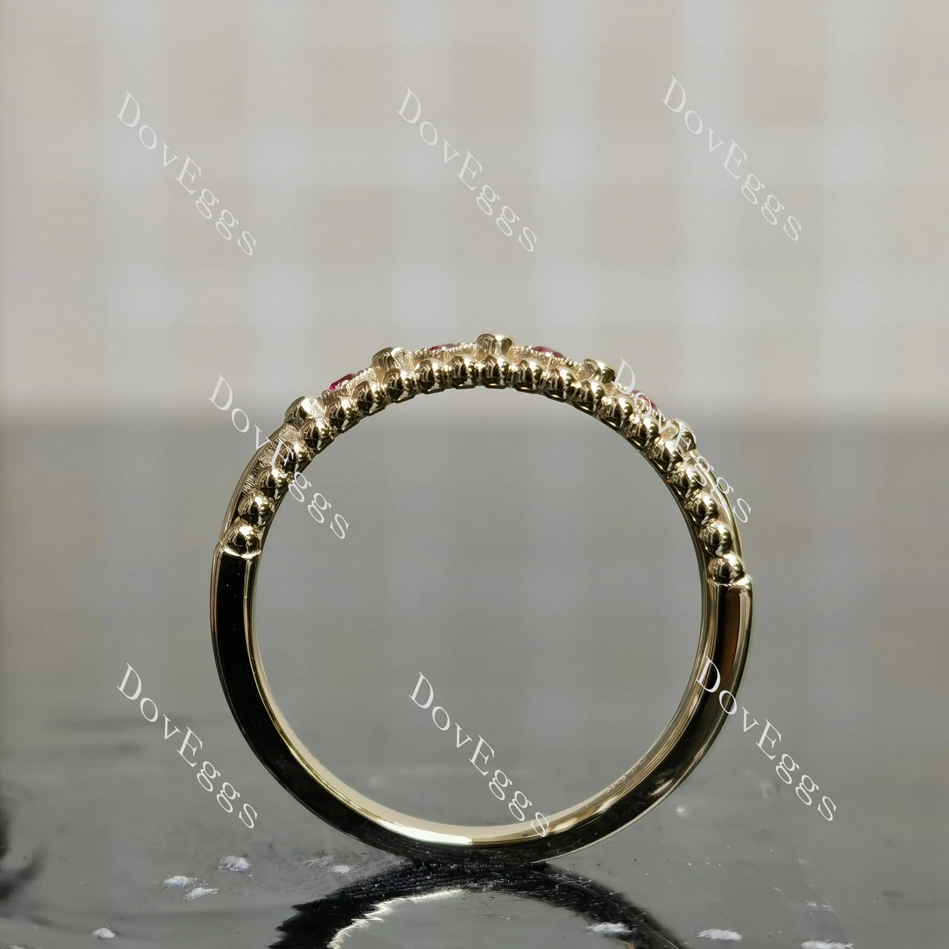 DovEggs art deco round colored gem/lab grown diamond wedding band-2.0mm band width