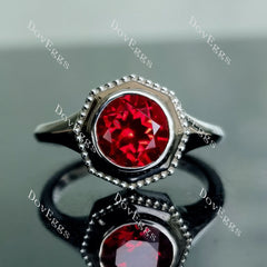 Doveggs round solitaire bezel colored gem engagement ring