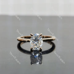 (size 7) Doveggs sterling silver plated with rose gold 1.5ct oval crushed ice cut moissanite engagement ring