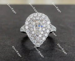 Doveggs pear half eternity double halo moissanite engagement ring