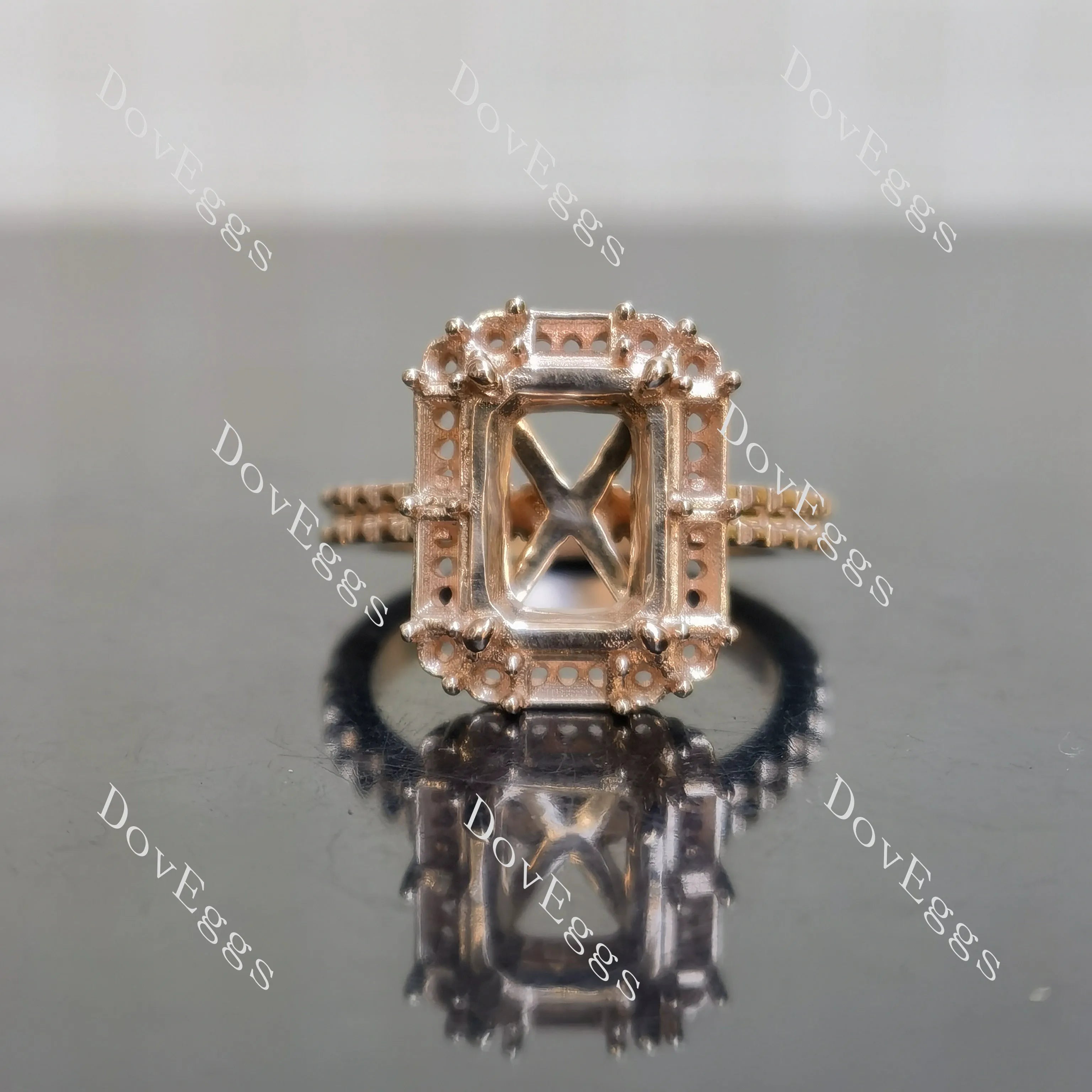 Doveggs halo pave engagement ring semi-mount only(Exclusively to DovEggs Stones)