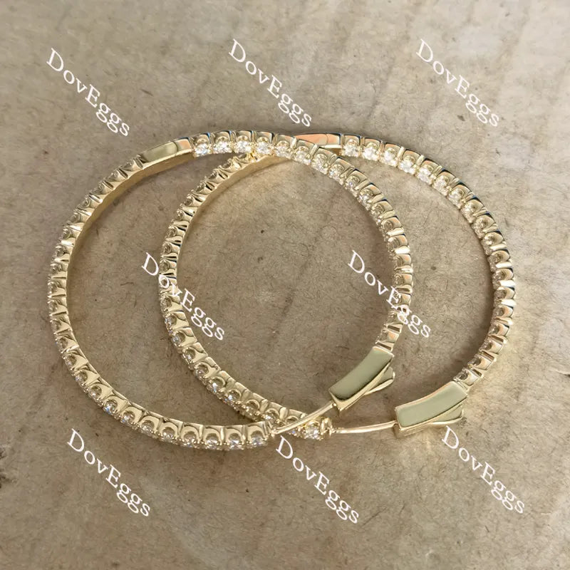 Doveggs 1.8 inch diameter inside-out hoop moissanite/lab grown diamond earrings