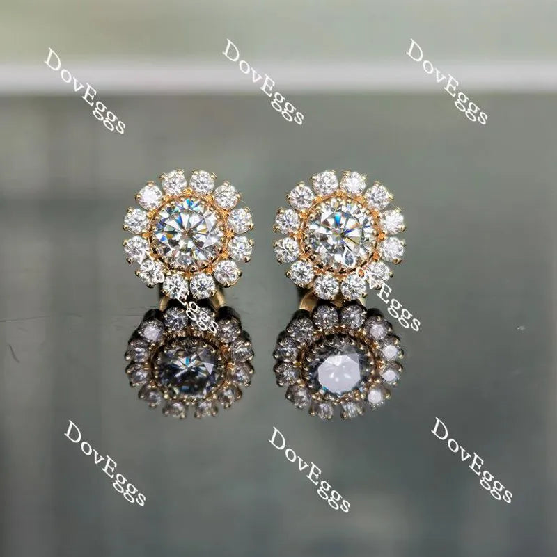 Doveggs peacock blue round moissanite earrings for women