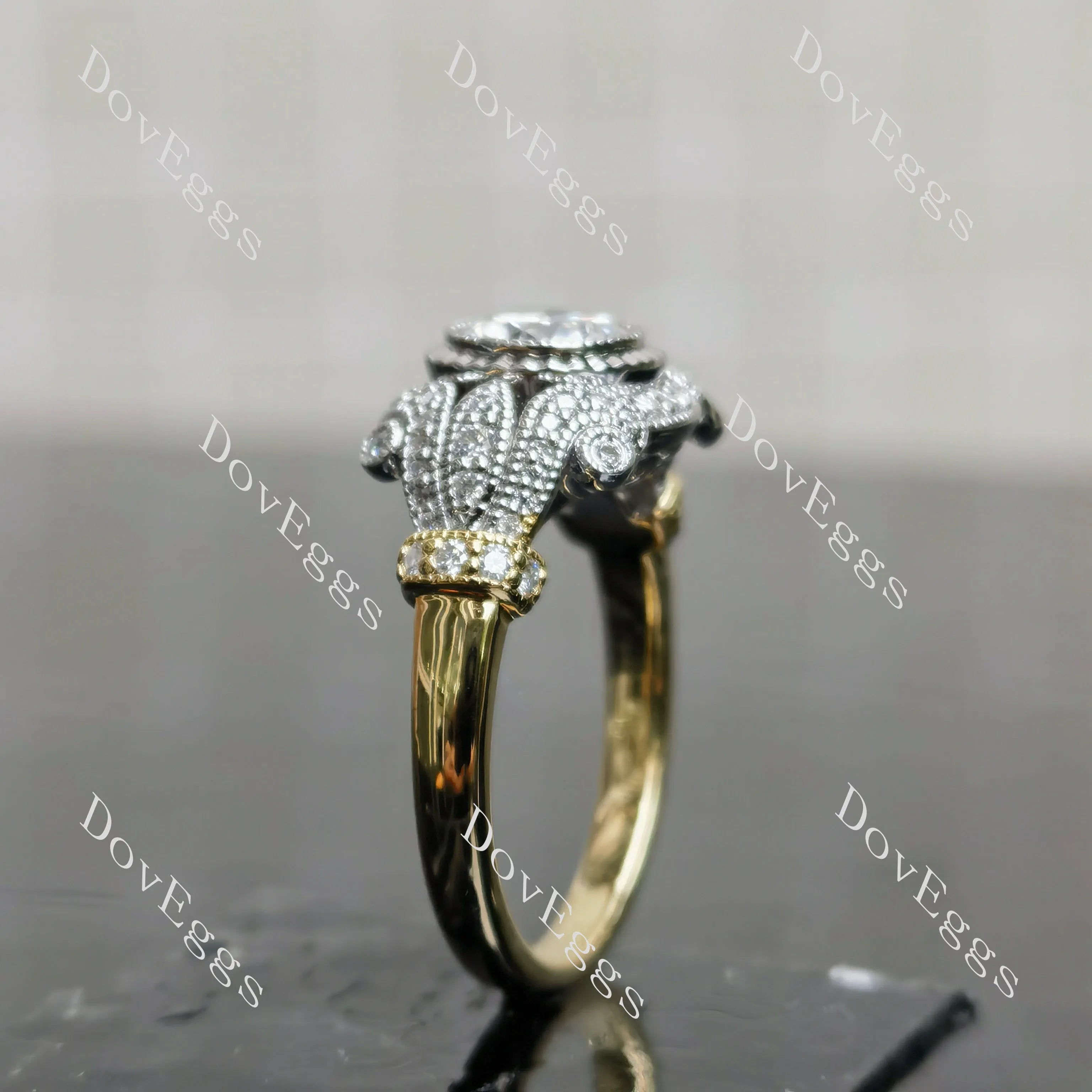 (size 6.75)Doveggs sterling silver 1ct Round moissanite engagement ring