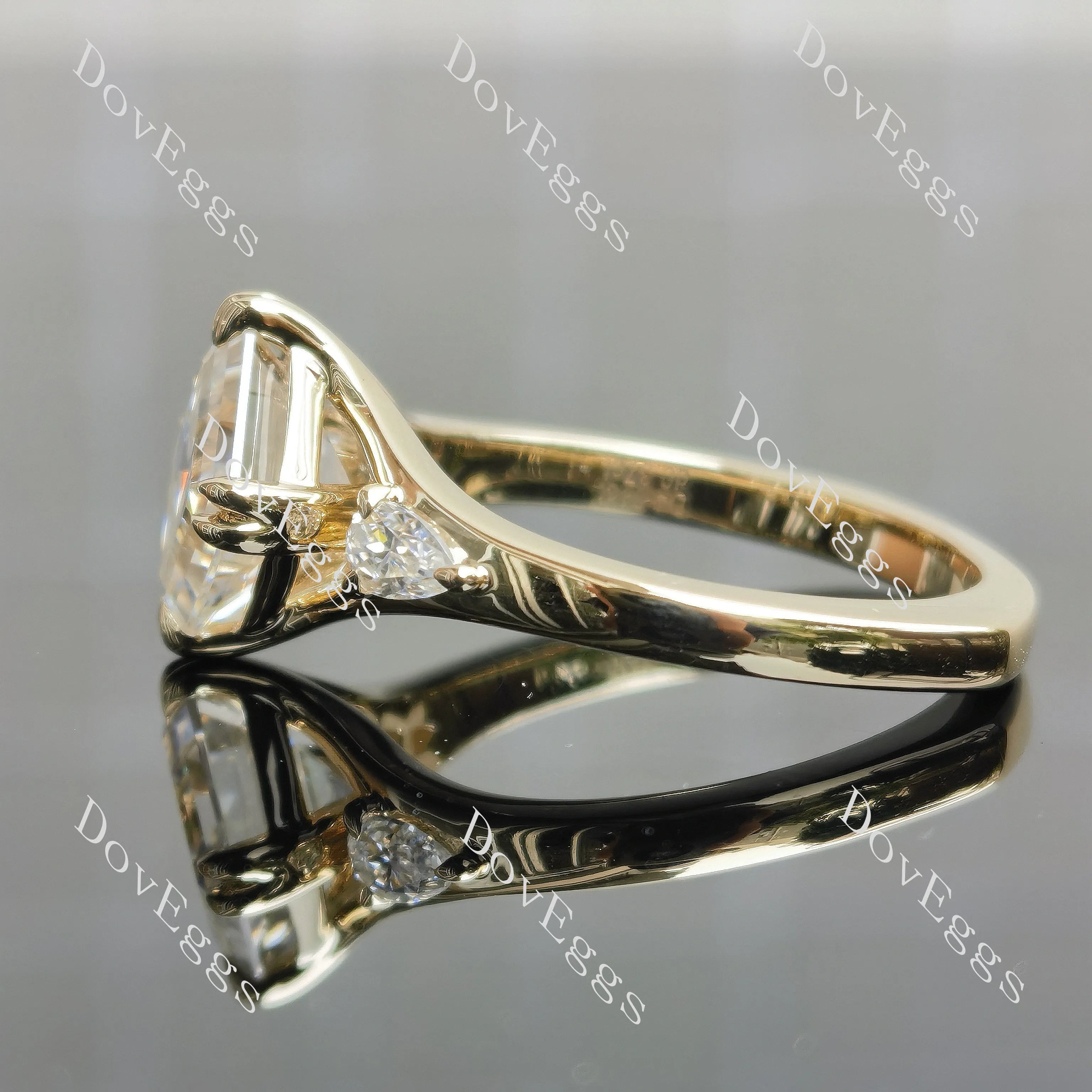 Doveggs three stones split shanks engagement ring semi-mount only(Exclusively to DovEggs stones)
