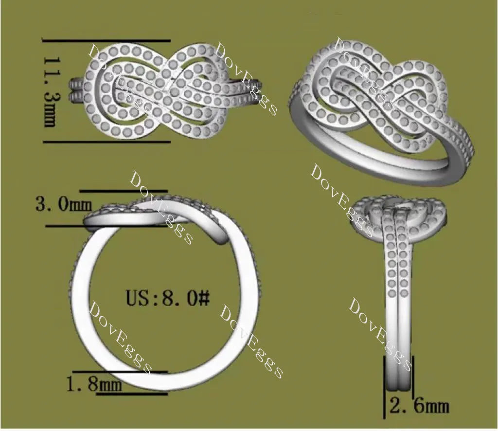 Doveggs round Infinity Knot moissanite/lab grown diamond wedding band-2.6mm band width