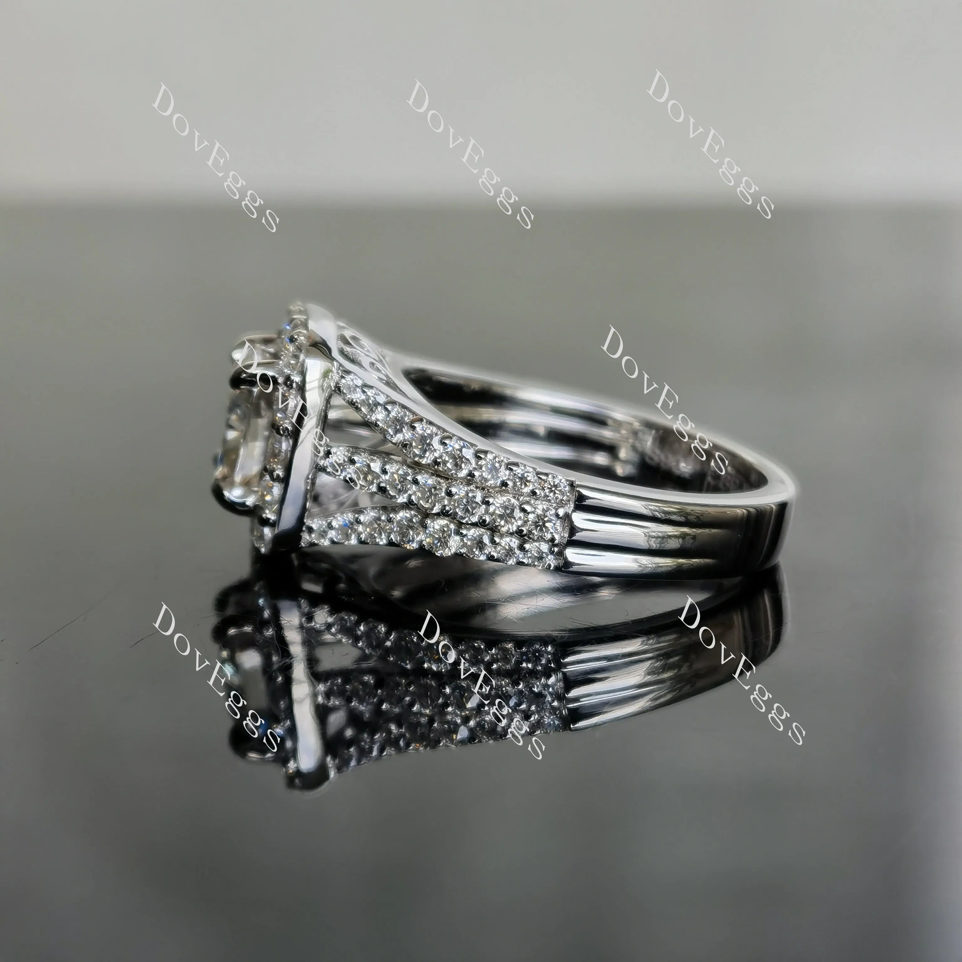 doveggs cushion halo moissanite engagement ring only