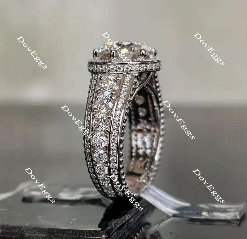 Doveggs round halo moissanite engagement ring