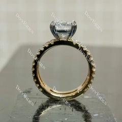 (size 6) Doveggs 14k white gold & yellow gold 4.53ct Emerald F color VS1 Clarity Excellent cut lab grown diamond ring(certified)