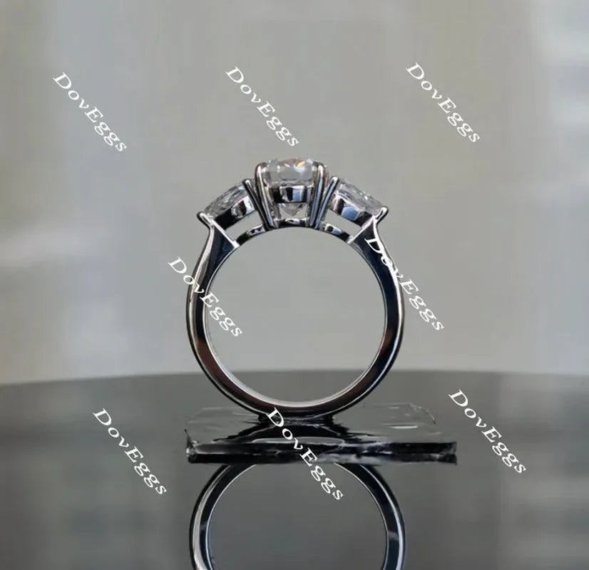 Doveggs three-stone engagement ring only semi-mount only(Exclusively to DovEggs Stones)