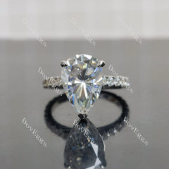 (size 6.5) Doveggs sterling silver 6ct pear pave moissanite engagement ring