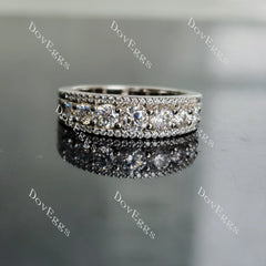 Doveggs round pave moissanite/lab grown diamond wedding band-3.0mm band width