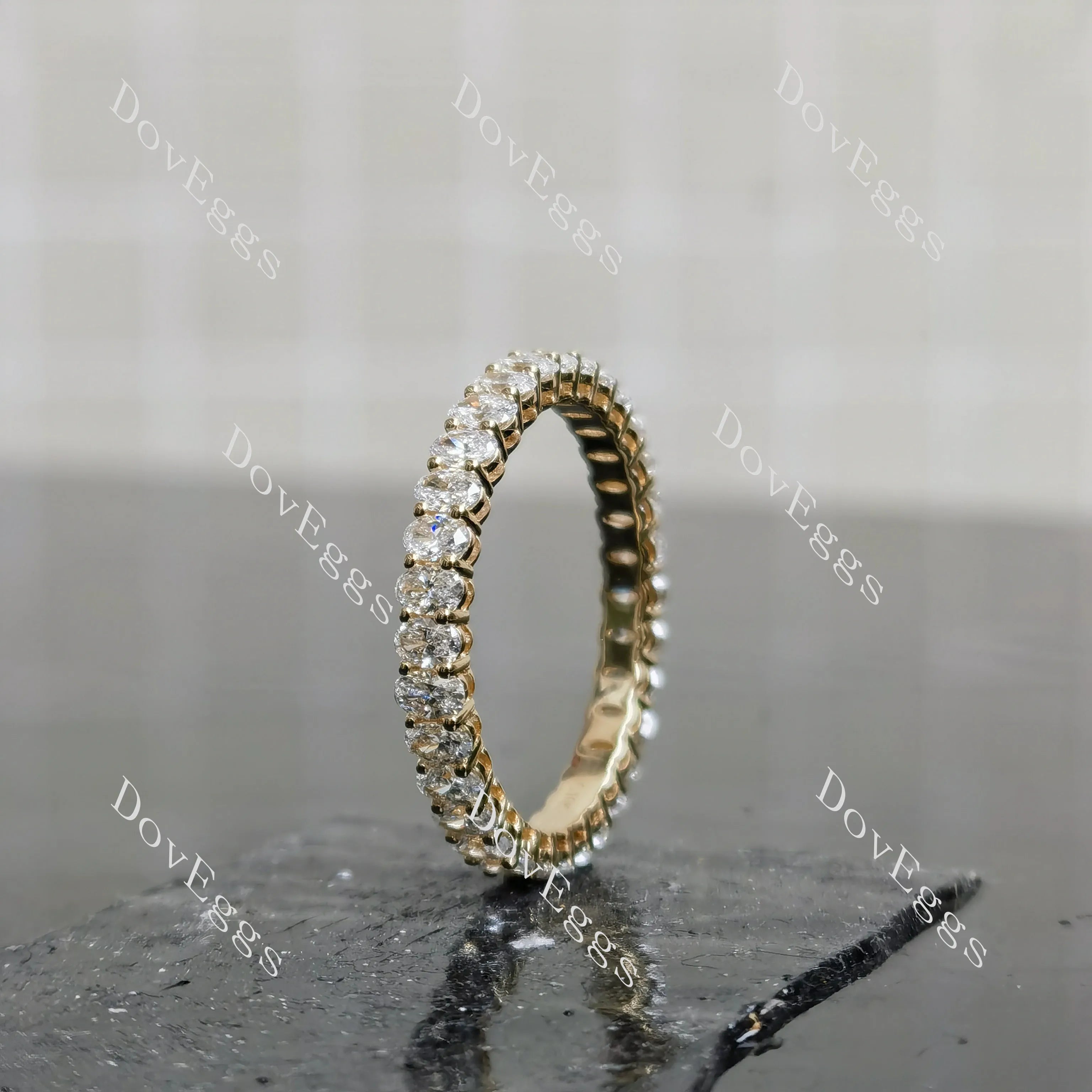 The Megan oval 3/4 eternity pave moissanite/lab grown diamond wedding band-2.3mm band width