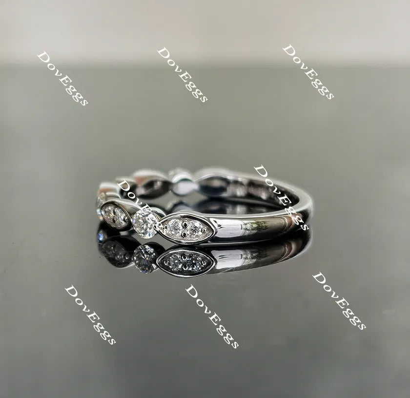 Doveggs round art deco half eternity moissanite/lab grown diamond wedding band-2.2mm band width