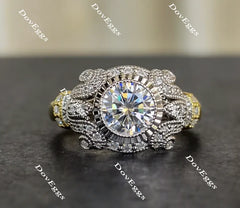 Doveggs round flower shape moissanite engagement ring