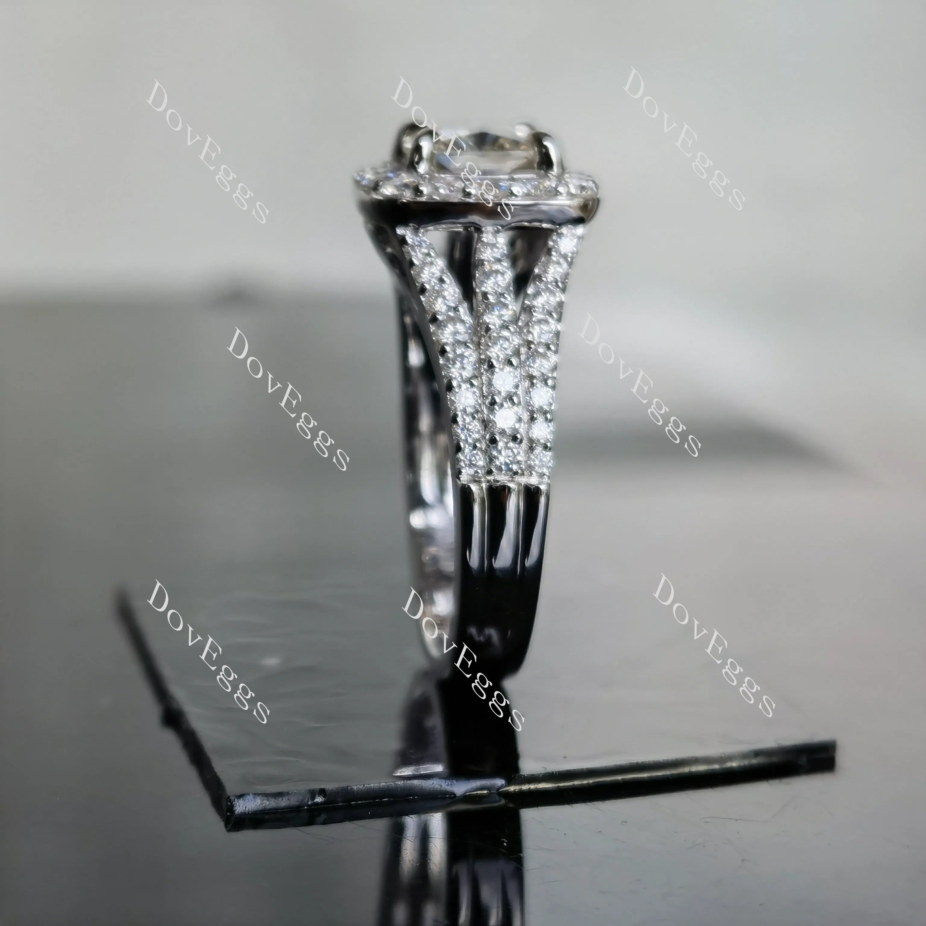 doveggs cushion halo moissanite engagement ring only