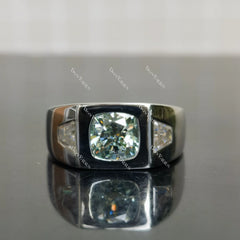 (size 8) Doveggs sterling silver 2ct cushion peacock blue moissanite engagement ring