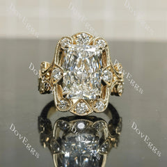 Radiant vintage art deco sparkle moissanite engagement ring | Doveggs