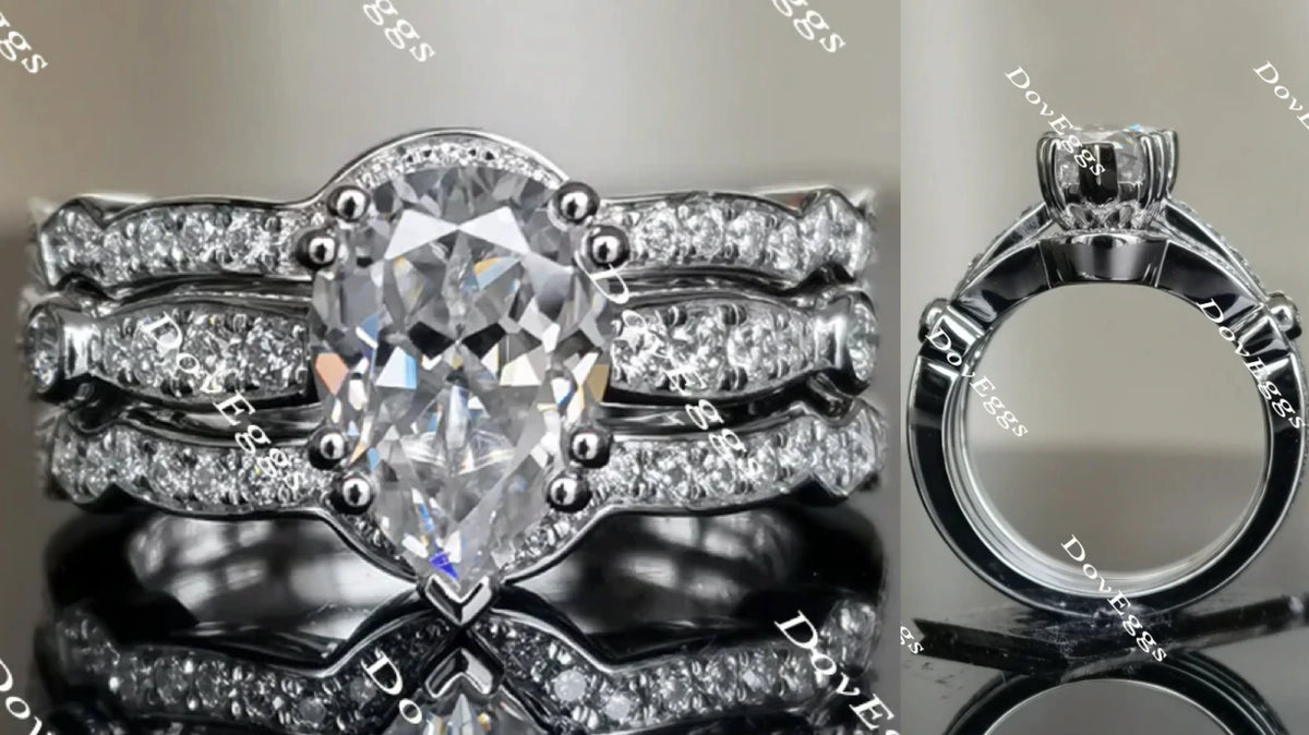 Doveggs pear art deco moissanite engagement ring