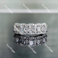 Doveggs princess five stone halo moissanite/lab grown diamond wedding bands-3mm band width