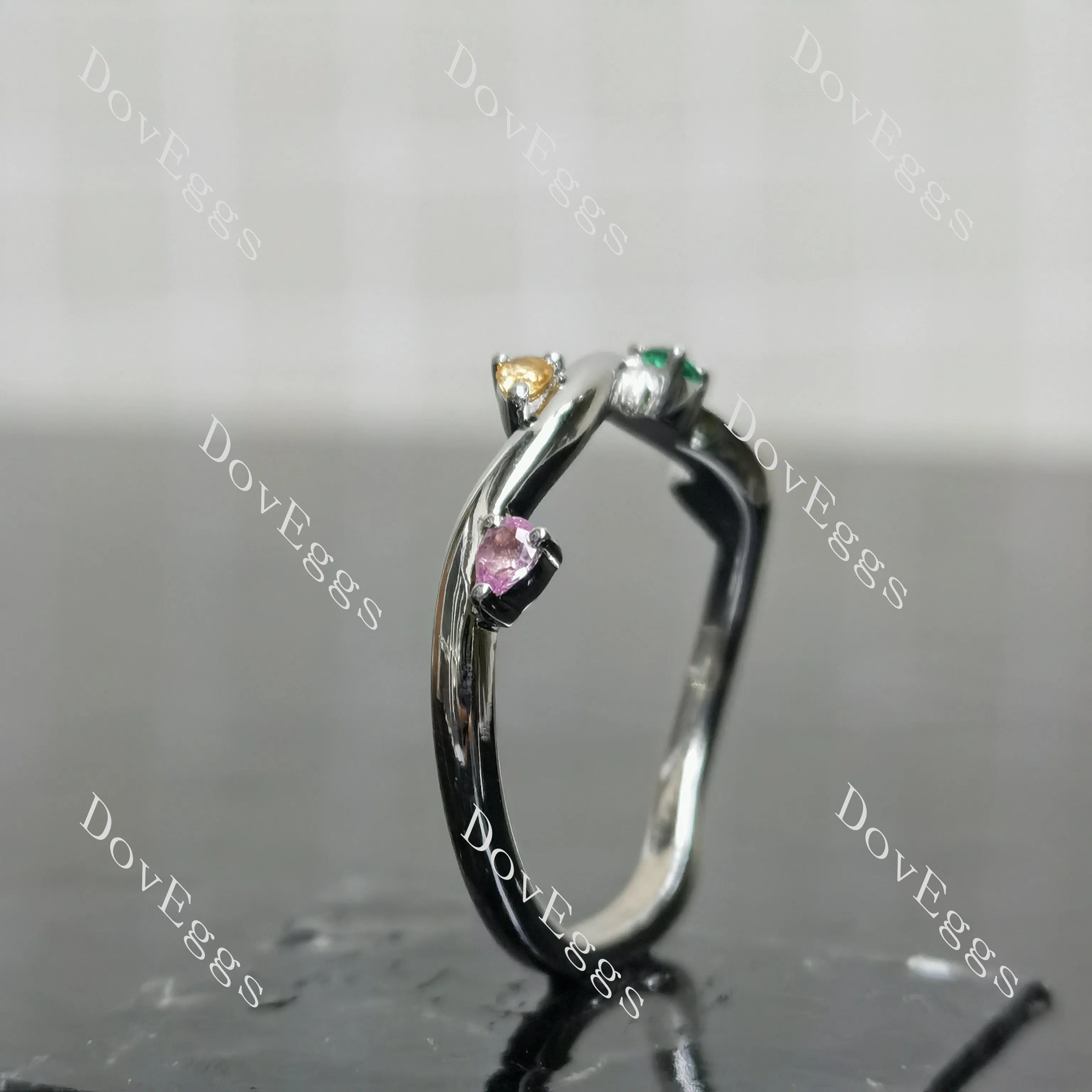 (size 9)Doveggs sterling silver 1.5ct Pear moissanite engagement ring set